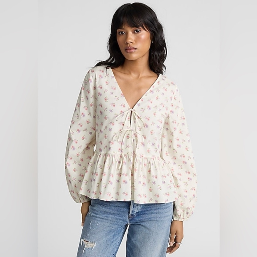 NWT Express Tie Front Floral Top